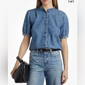 Rag & Bone Delmar Ultra Featherweight Jordan  Women's Puff Sleeve Top XL